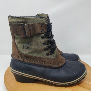 Sorel Fancy Lace II- Womens- Size 8- Olive Black- [NL2125-213]- Winter Boots